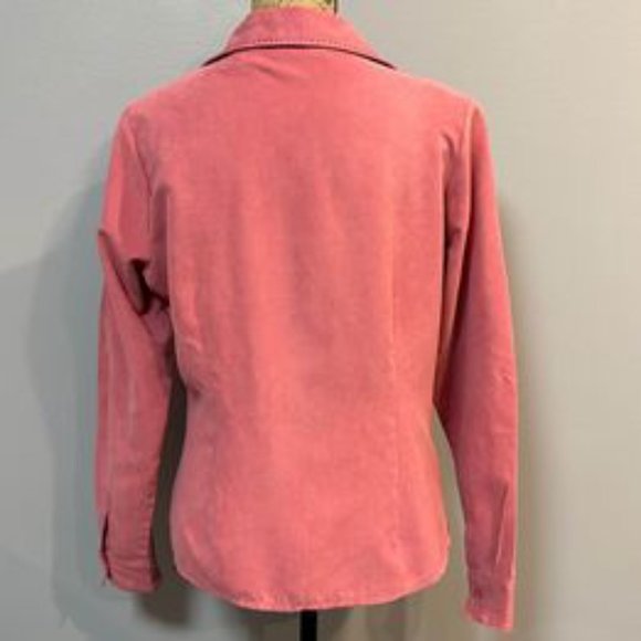 Lemon Grass Fields medium blush pink faux suede long sleeve blouse - Picture 5 of 6